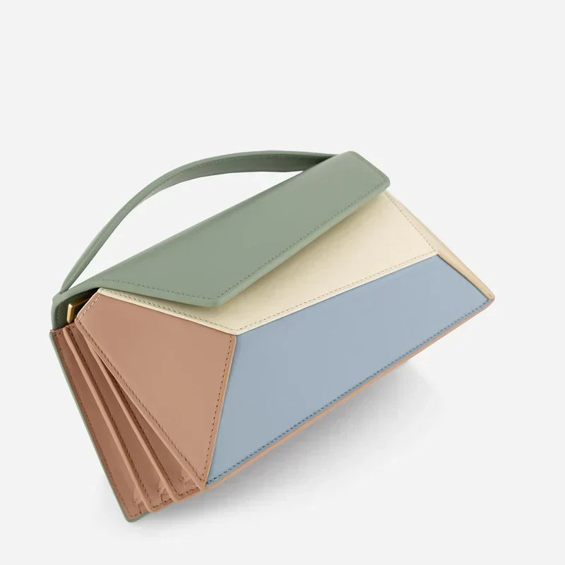 Color Block Top Handle Structured Shoulder Bag