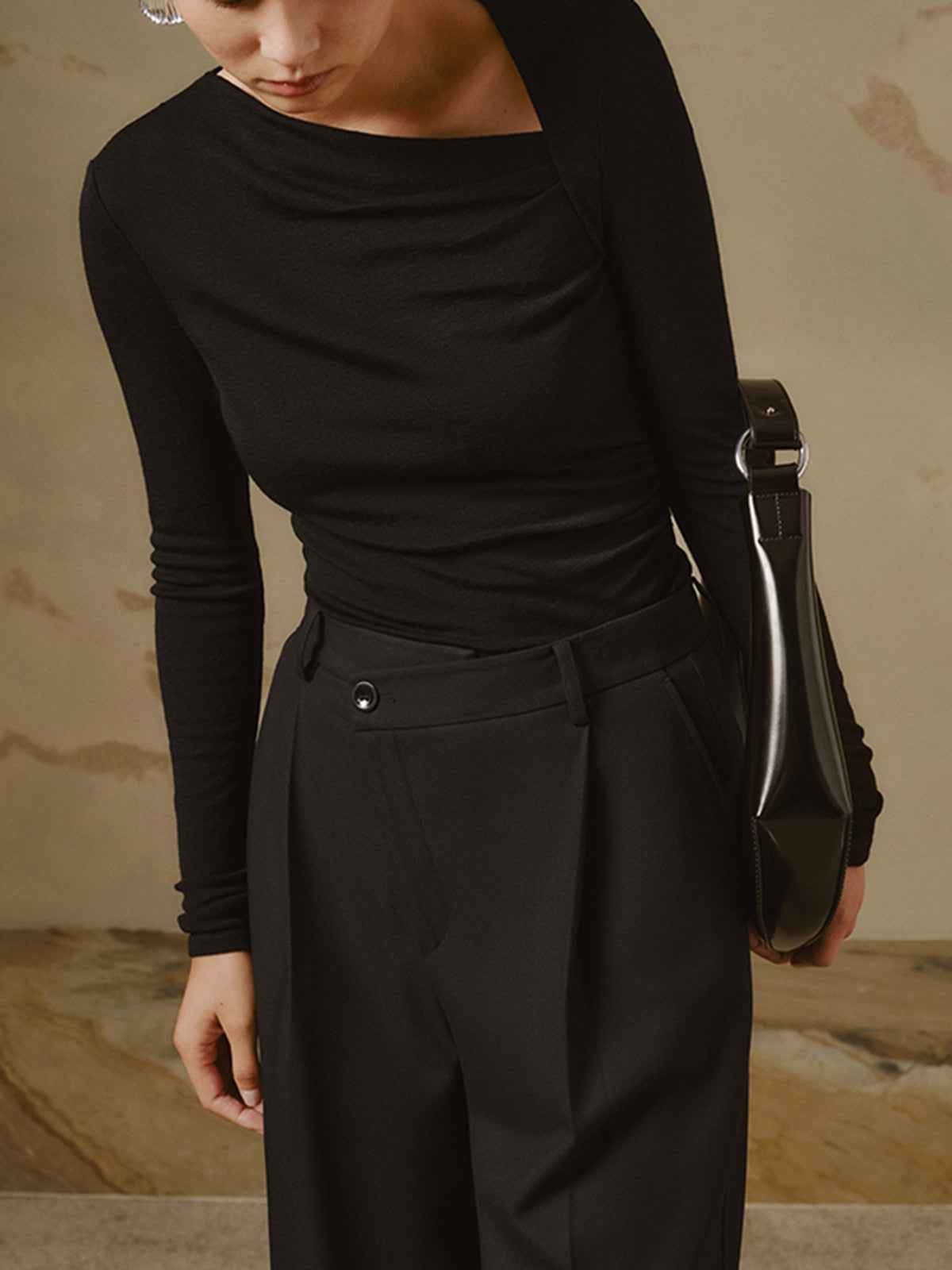 Chic Asymmetrical Women's Top with Elegant Design and Versatile Fit