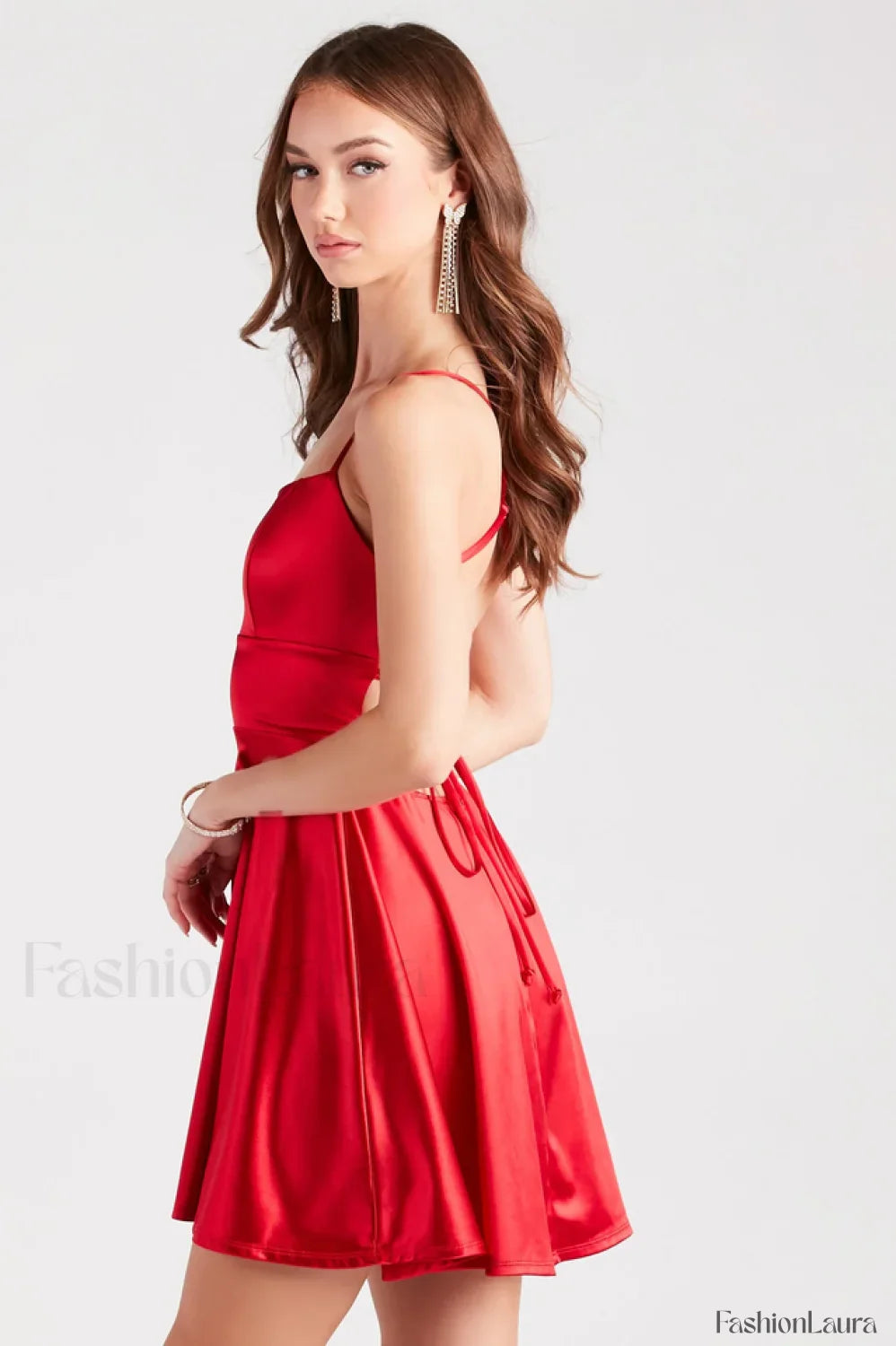 A Moment In Charming Satin Skater Dress