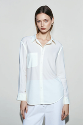 Linen Blend Long Sleeve Blouse