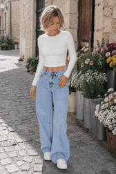 High Waist Straight Leg Wide Leg Jeans
