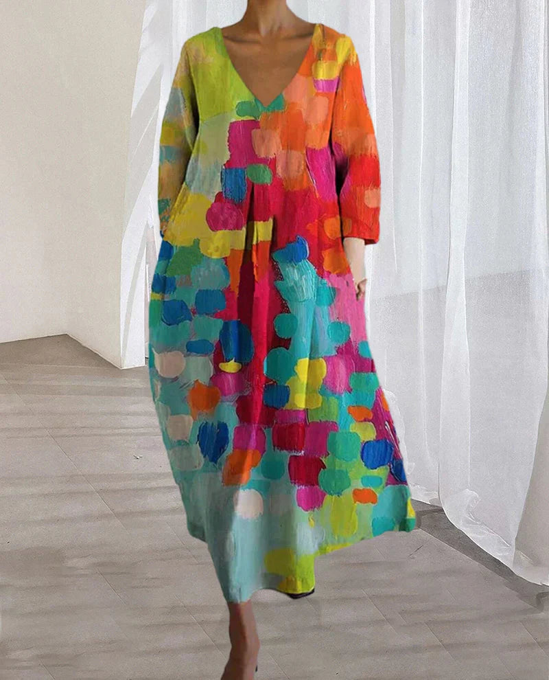Valentina Colorful Printed Dress Dress with Relaxed Fit and Boutique Fashion Look