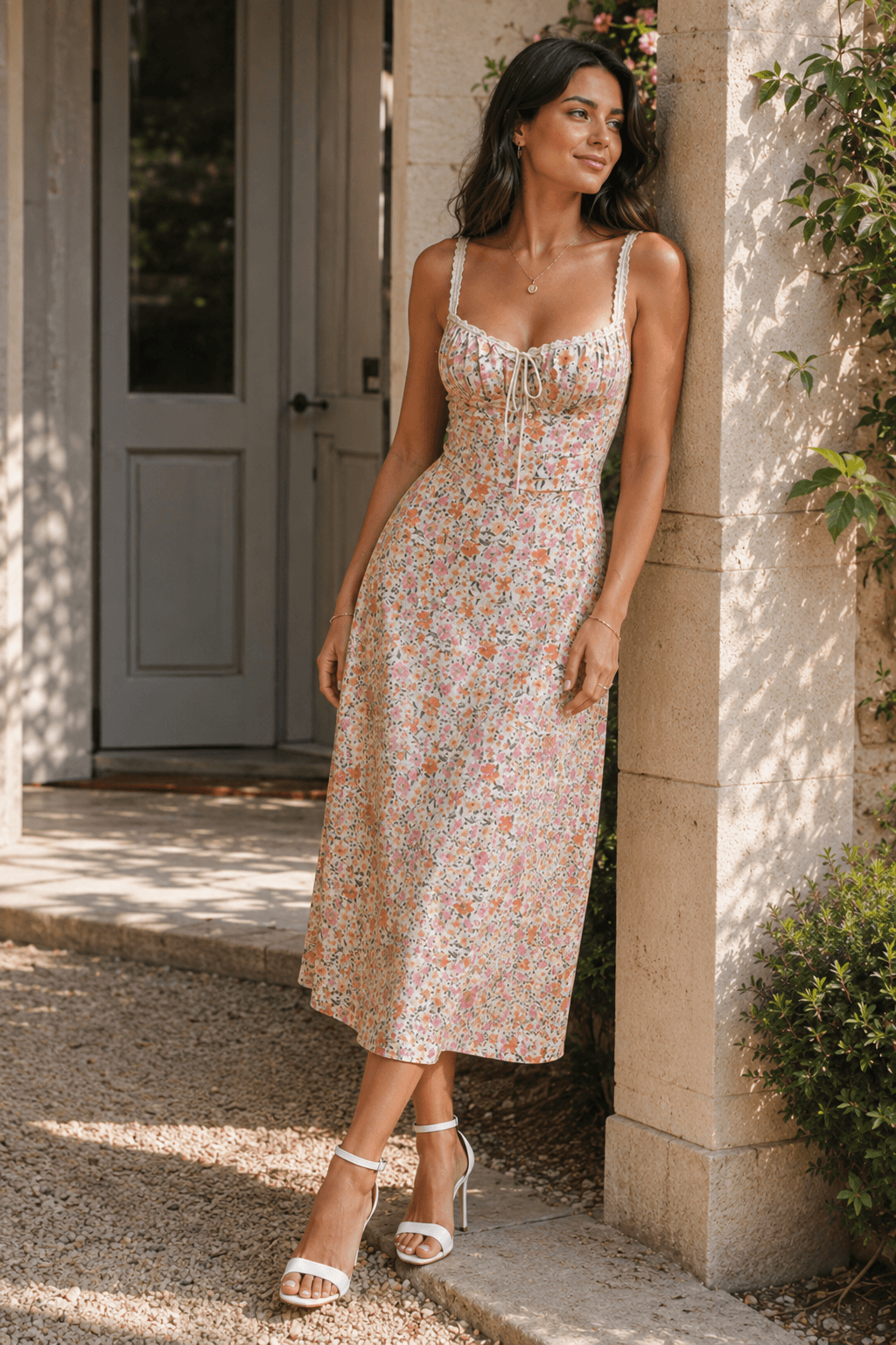 Spaghetti Strap Lace Floral Dress