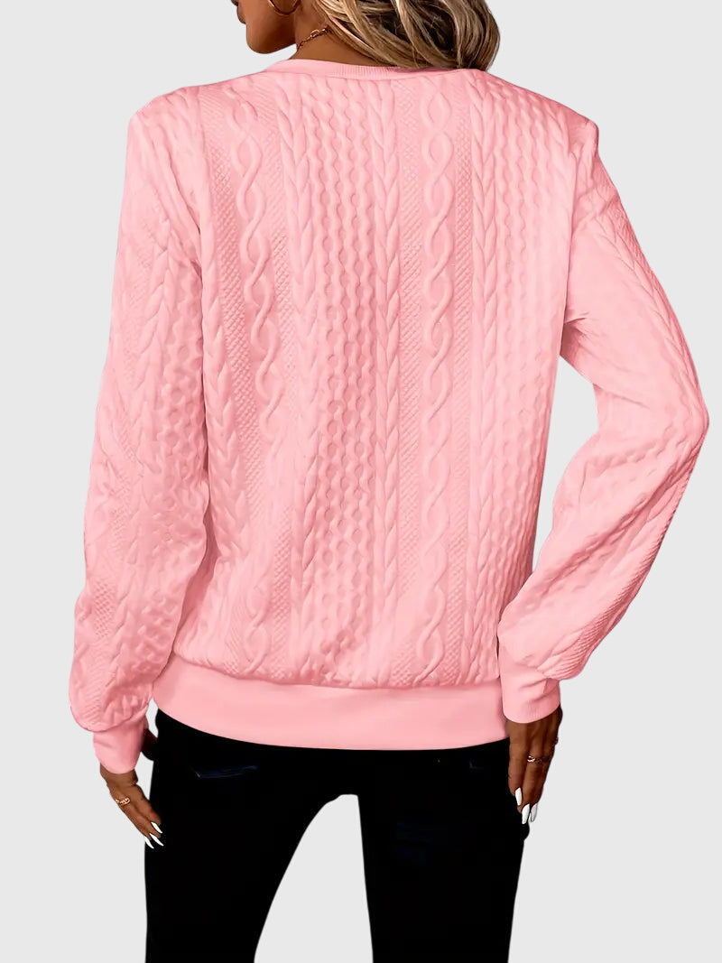 Quarter Zip Cable Knit Long Sleeve Sweatshirt