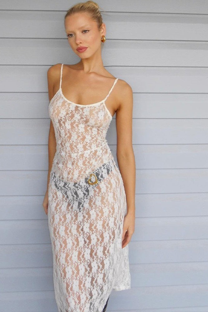 Lace Sheer Mesh Dress