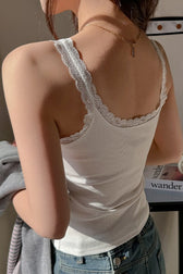 Lace Trim Backless Layering Cami Top
