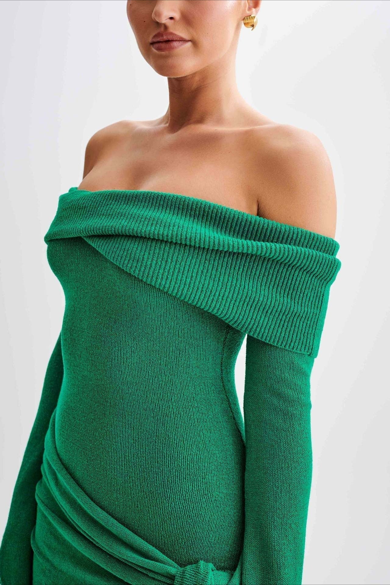Sheer Spaghetti Strap Off-Shoulder Fitted Knit Maxi Sweater Dress 6