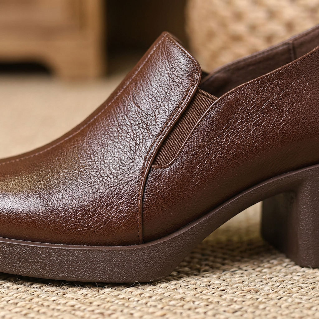 Pointed Toe Slip On Block Heel Loafer Pumps