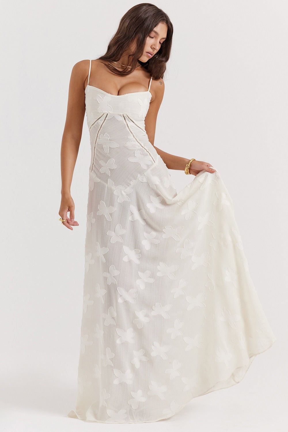 Lace Tie-Strap Romantic Maxi Dress - View 18