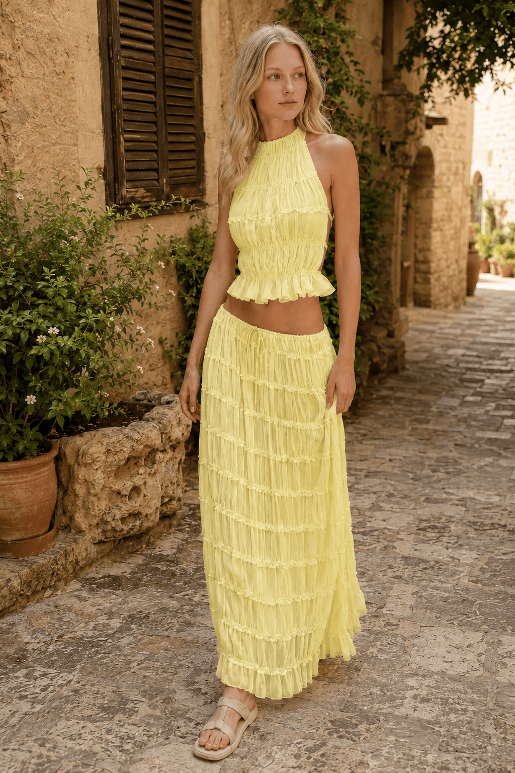 High-Waist Lace Dress