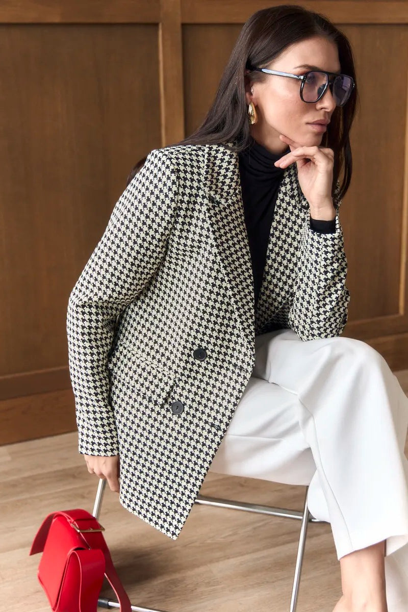 Tweed Houndstooth Blazer