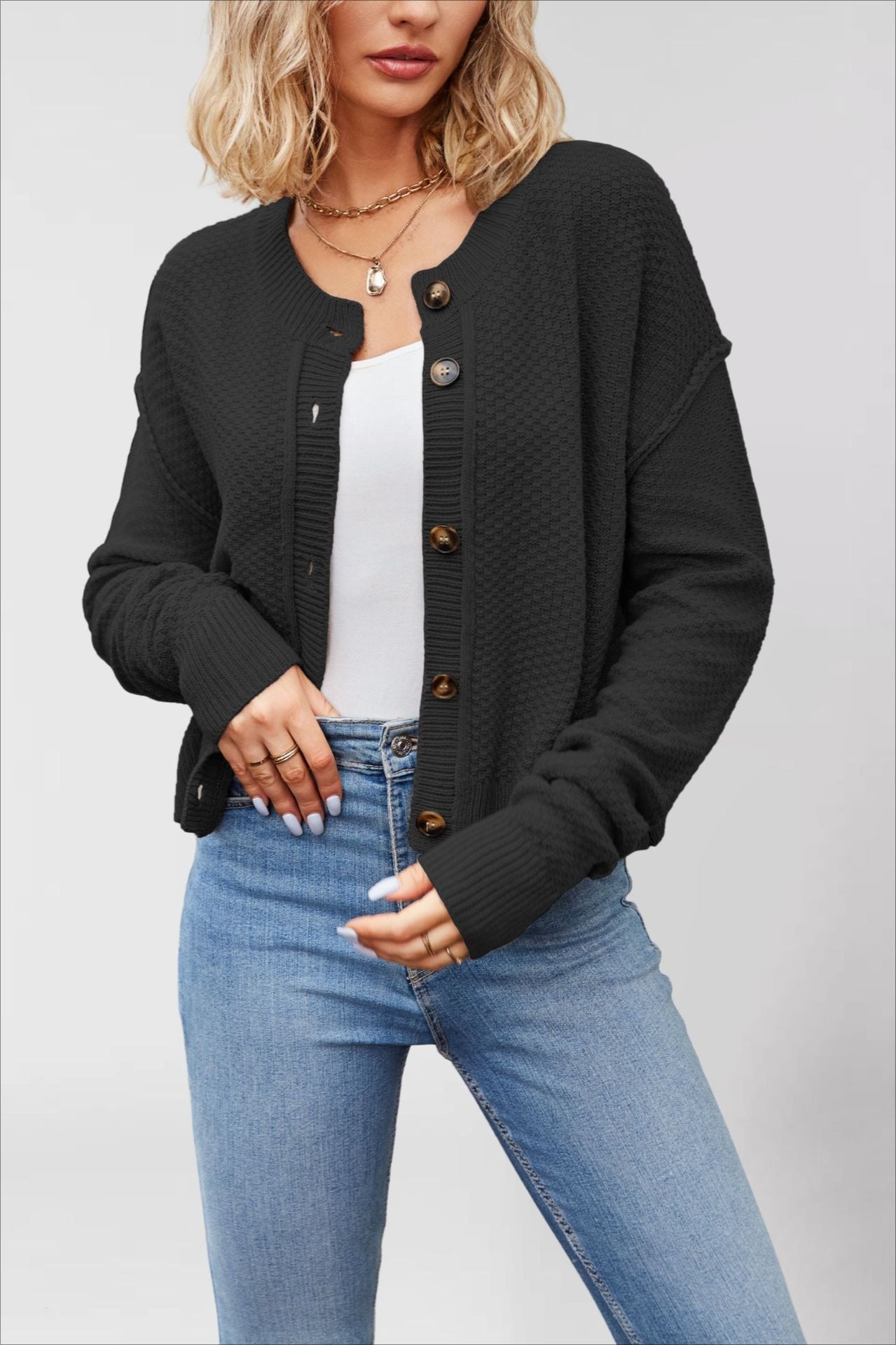 Single Breasted Knit Sweater
