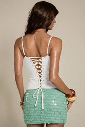 Lace-Up Corset Cami Fitted Crop Top