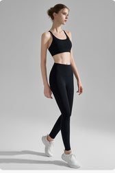 Seamless Cross Back Bra Sculpting Pants Activewear Set