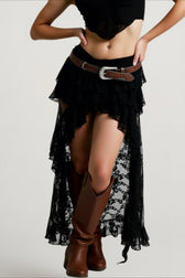 Lace Asymmetric Bodycon Skirt