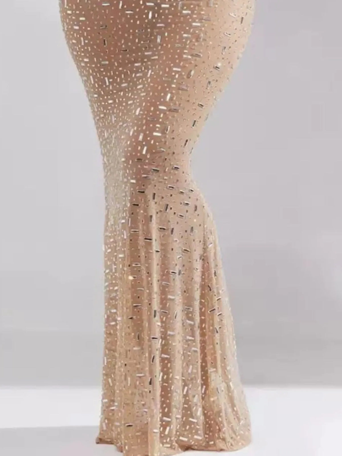 Rhinestone Embellished Sheer Spaghetti Strap Mermaid Maxi Dress 3