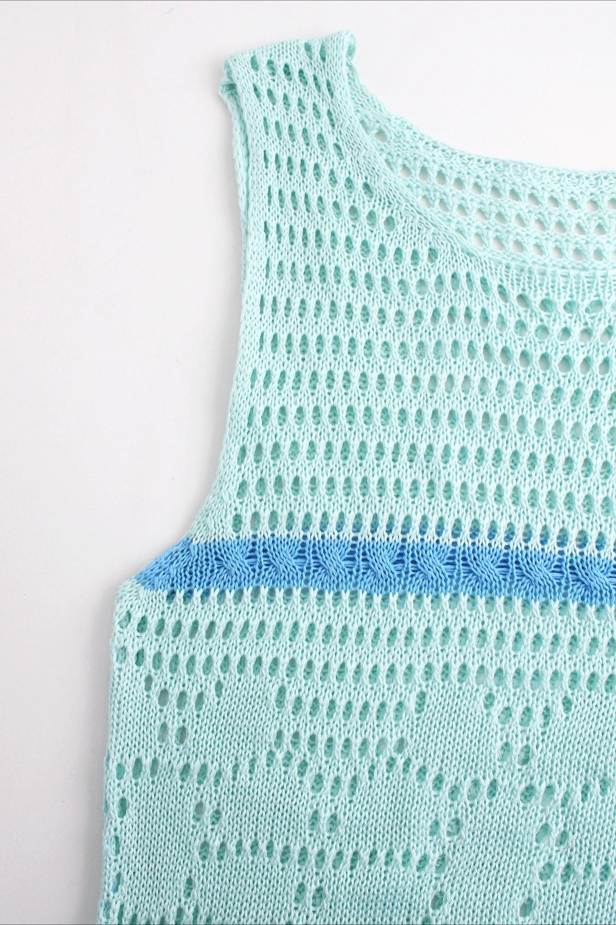 Hollow Knit Contrast Tank Sweater Dress