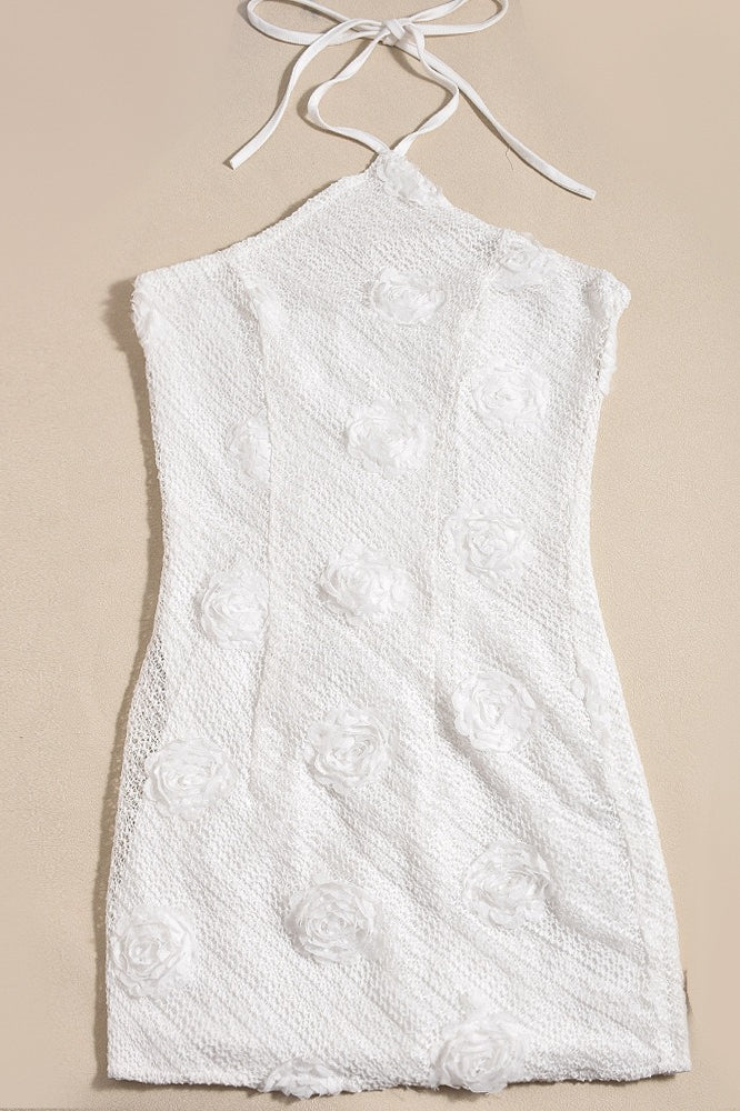 Halter Backless Bodycon 3D Floral Dress