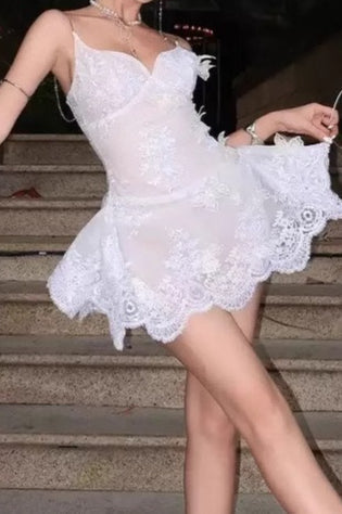 Lace Spaghetti Strap Mini Dress - View 8