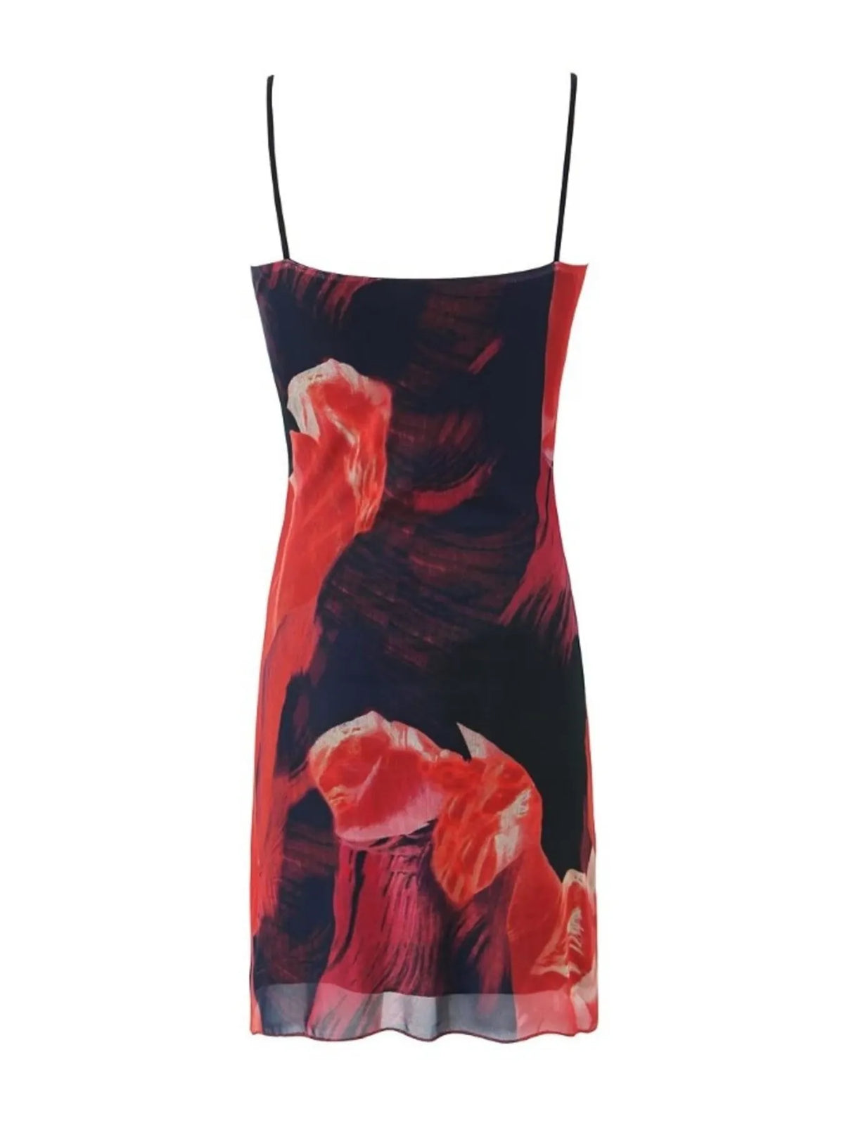Abstract Print Mesh Cowl Neck Halter Cami Bodycon Mini Dress 3