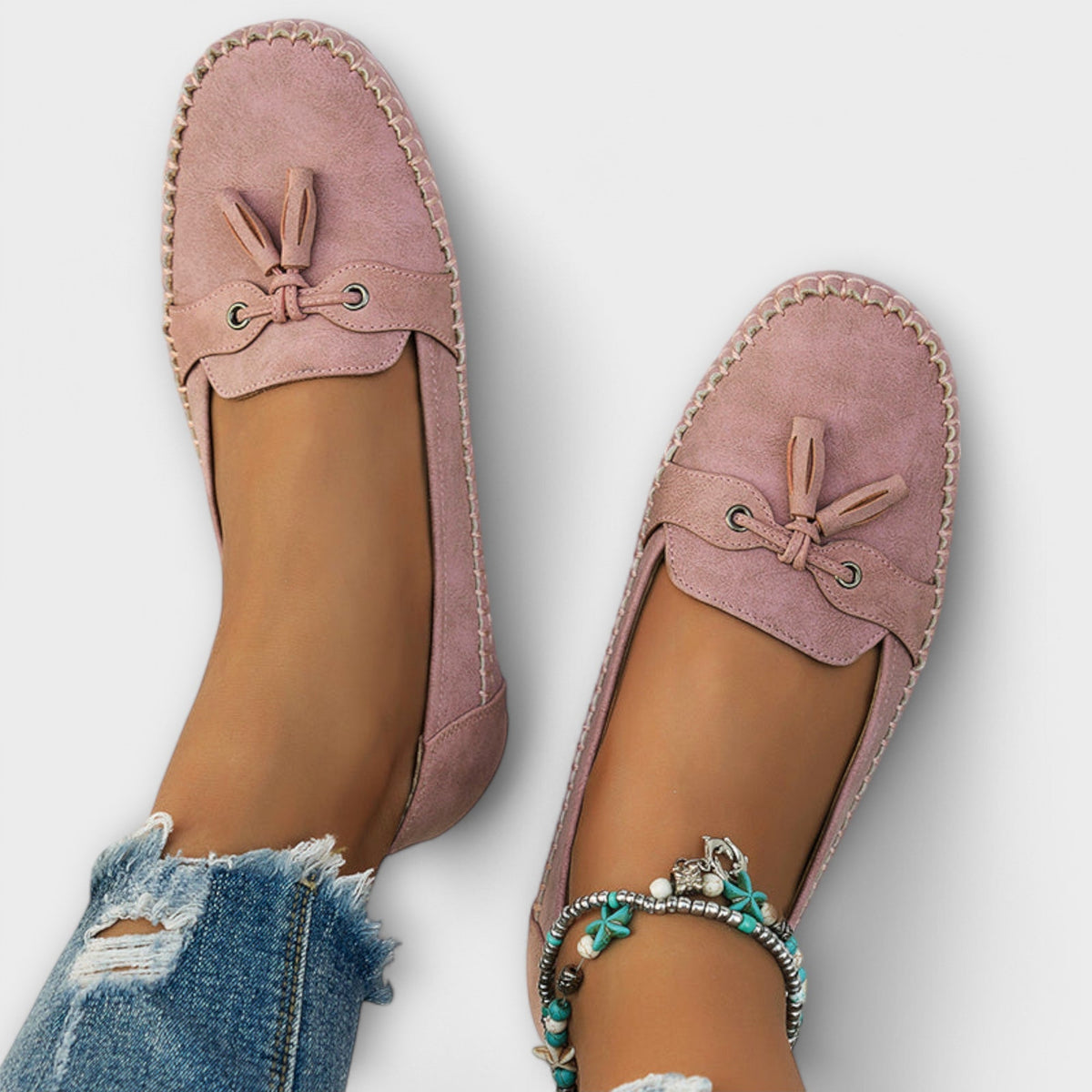 Suede Look Tassel Round Toe Slip On Loafers