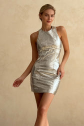 Silver Backless Mini Dress
