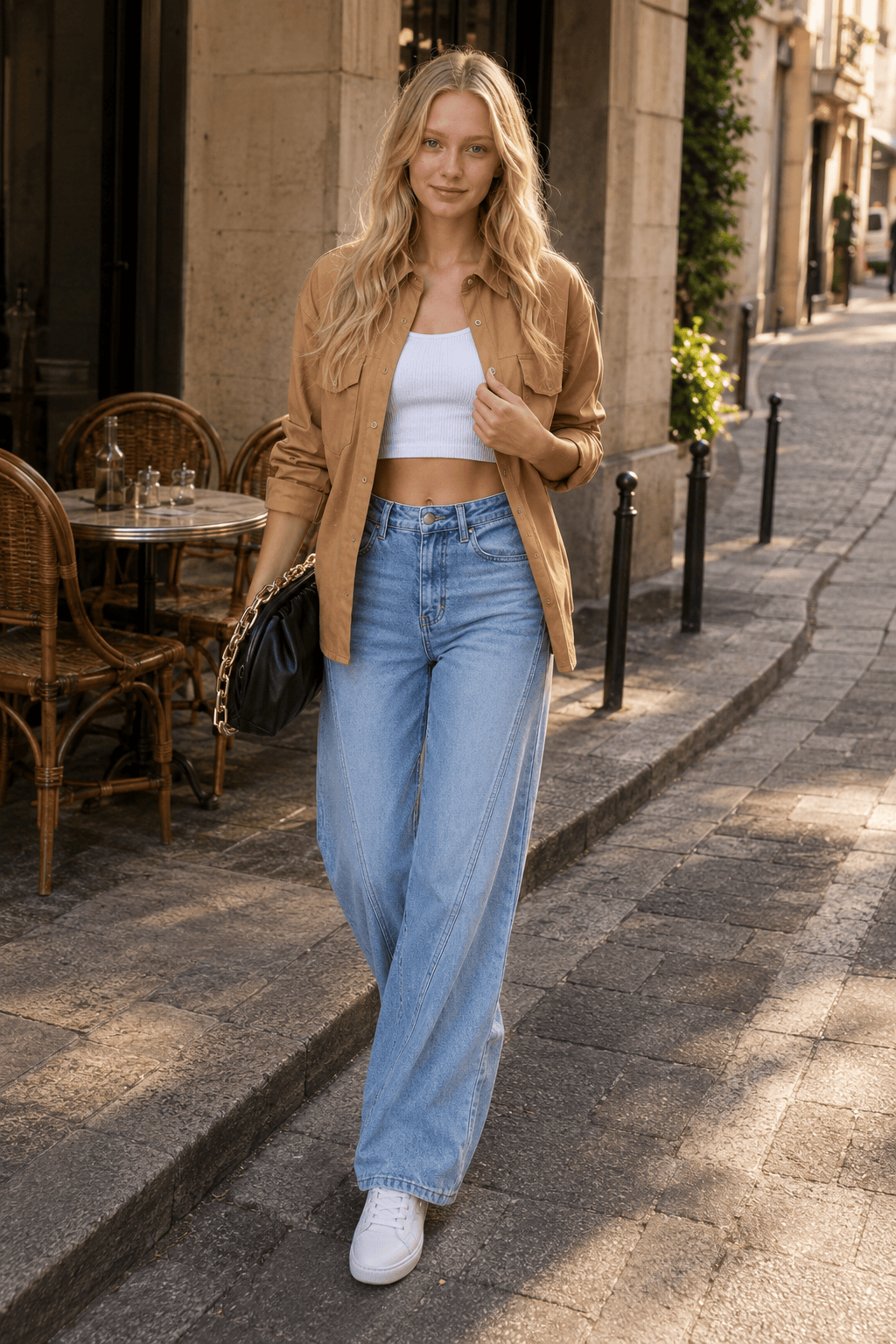 Vintage Washed Wide-Leg Denim Jeans