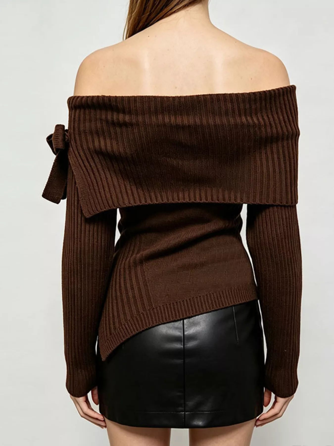 Off-Shoulder Ribbed Knit Top