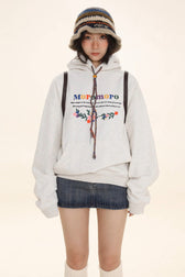Letter Embroidered Cozy Pullover Hoodie