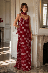 Polka Dot Backless Slim Fit Slip Dress