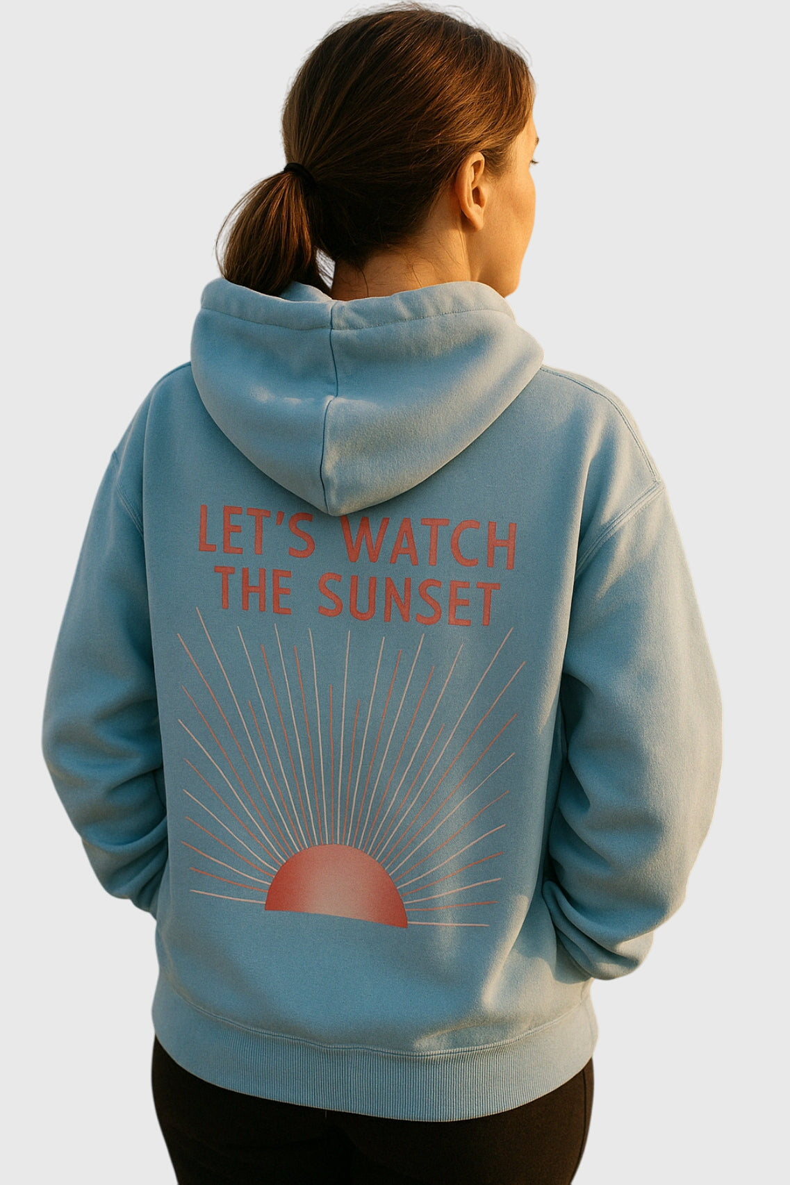 Sunset Graphic Print Drawstring Hoodie