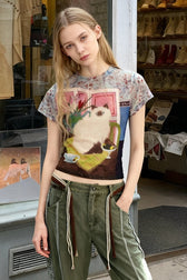 Y2K Cat Graphic Tee