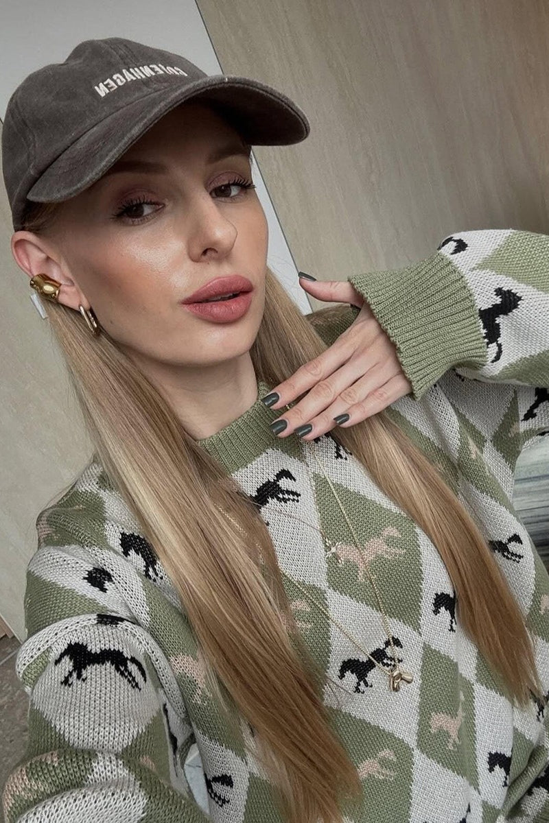 Casual Horse Graphic Pullover Sweater