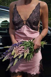 Low Cut Cami Ruffled Bodycon Lace Dress