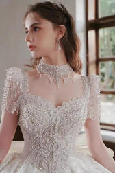 Satin Cathedral Train Wedding Dress