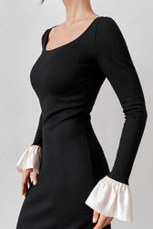 U Neck Lace Panel Midi Dress - View 6