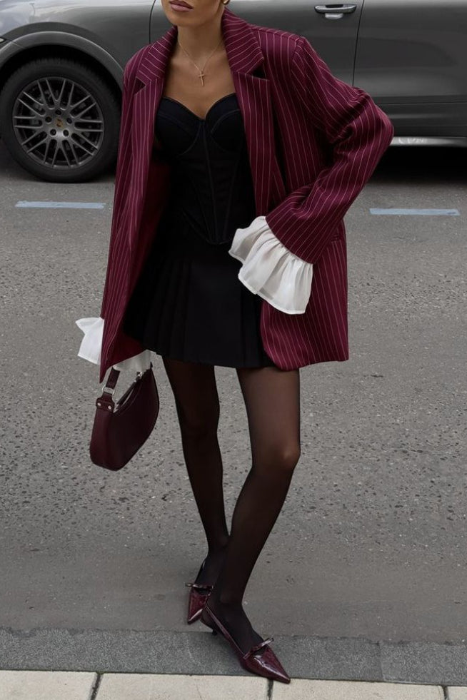 Oversized Ruffle Lace Sleeve Blazer