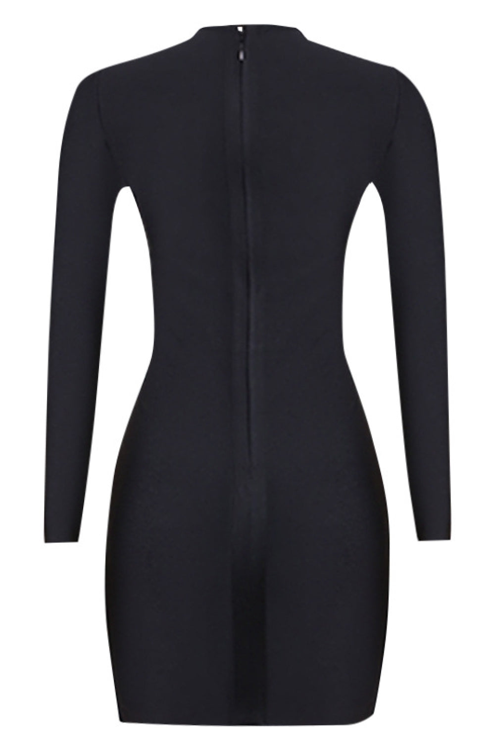 Mesh Inset Round Neck Long Sleeve Bodycon Mini Dress 28