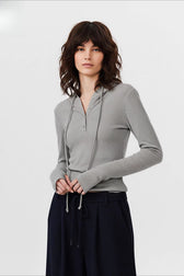 Retro Hooded Slim Fit Long Sleeve Top