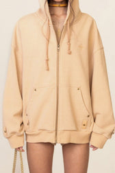 Floral Cross Print Zip Hoodie