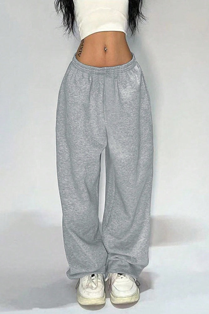 Elastic High Waist Loose Wide Leg Jersey Knit Sweatpants 2