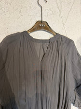 V-Neck Short Sleeve Crinkle Loose Maxi Dress 10