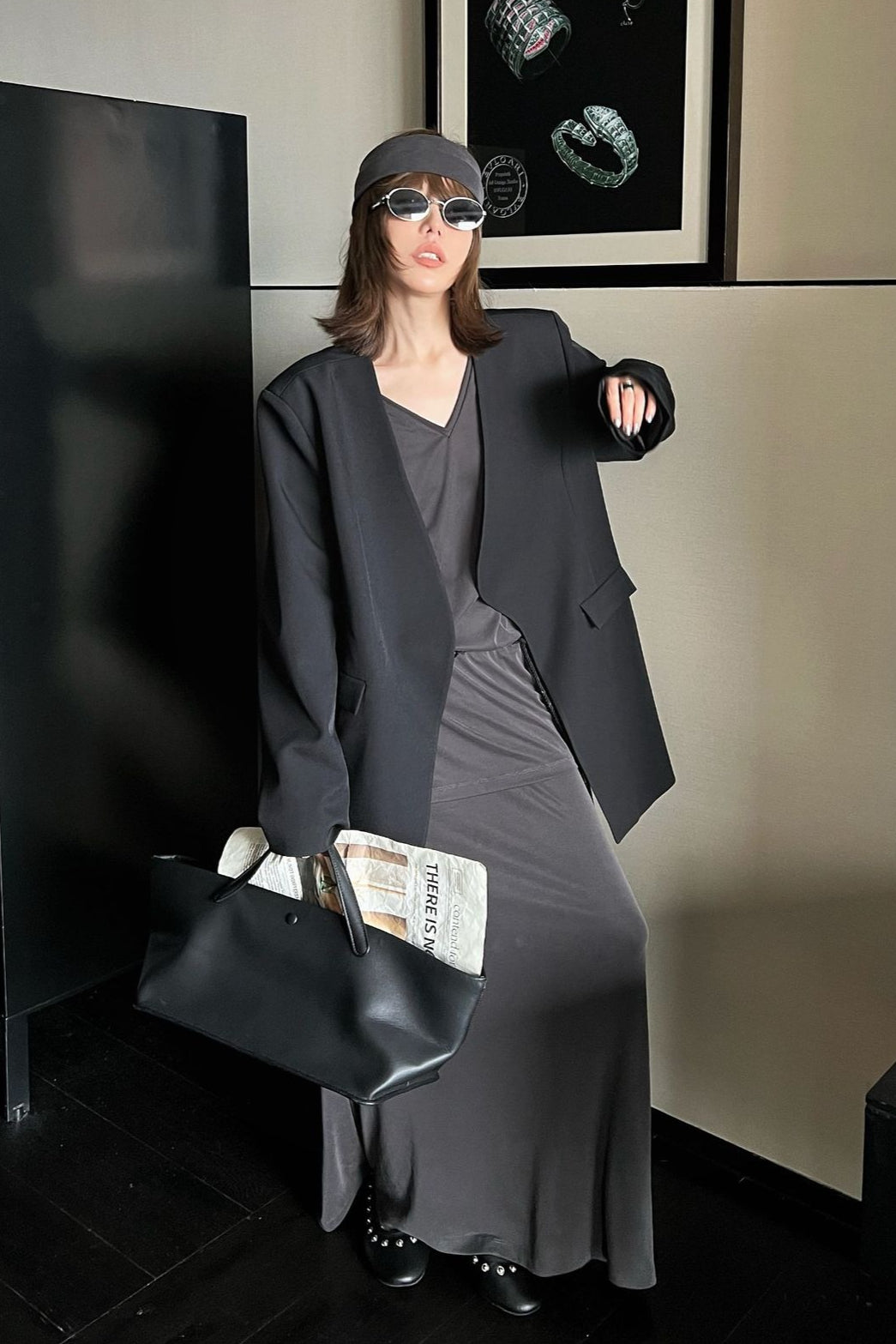 Oversized Black Casual Blazer