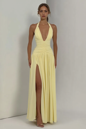 Halter Backless Slit Bodycon Party Dress