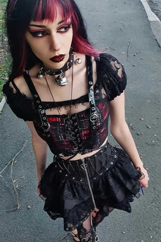 Halloween Gothic Punk High Waist Zipper Mini Skirt