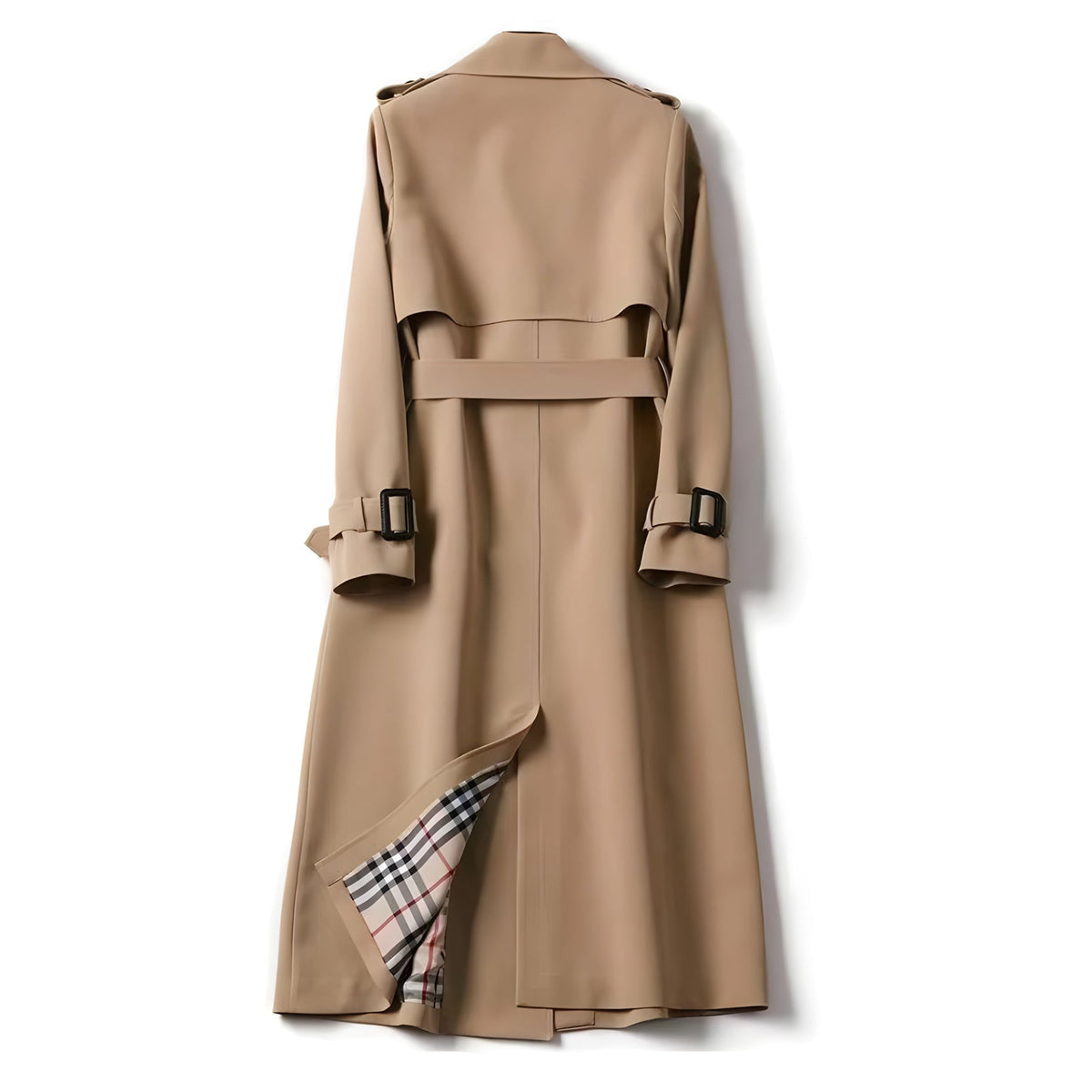 Double Breasted Belted Longline Trench Coat