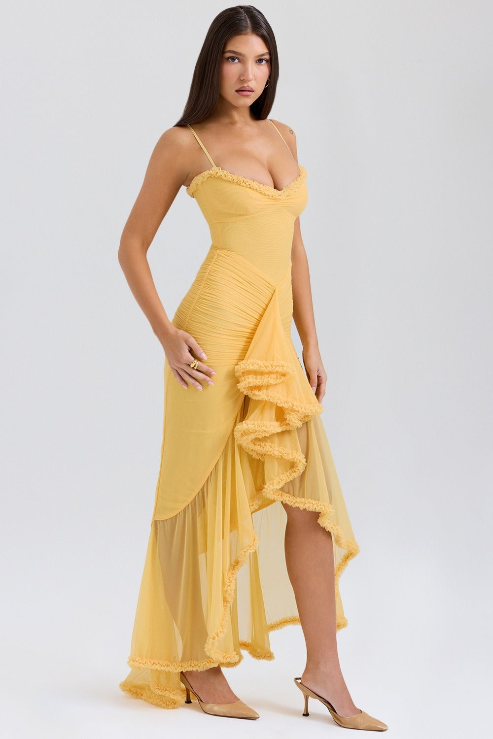 Stretch Mesh V Neck Cami Midi Dress 7