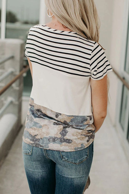 Camo Colorblock Pocket Tee