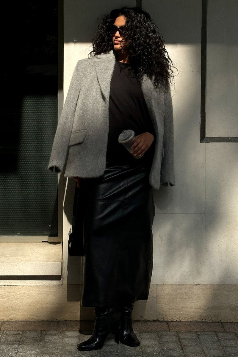 Soft Pile Relaxed Fit Lapel Blazer