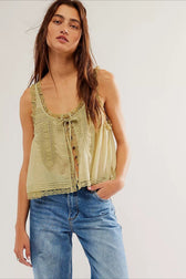 Solid Lace Ruffled Slim Fit Cami Top